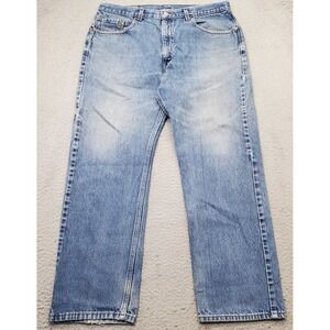 Levi's 505 Jeans Mens 38x29 Blue Denim Medium Wash Double Stitch Straight Leg